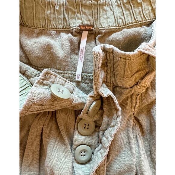 Free People Linen Cotton Cargo Button-Fly Pants Relaxed Slouchy - Picture 6 of 7